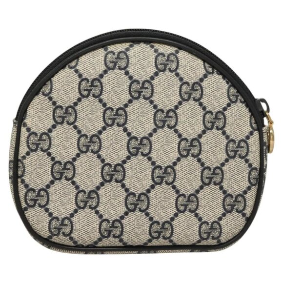 GUCCI GG Supreme Pouch PVC Navy Gold Auth bs27095 - Picture 1 of 16